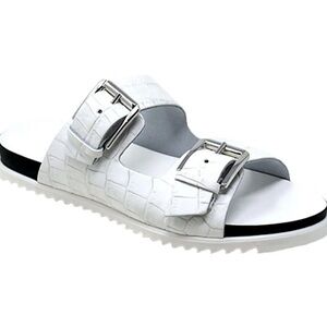 CHARLES DAVID LONNIE FAUX LEATHER CROCODILE EMBOSSED
FOOTBED SANDALS